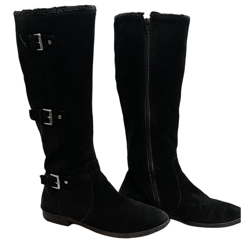Alfani Vermont Womens Suede Leather Shearling Triple Buckle Size 8 Riding Boots